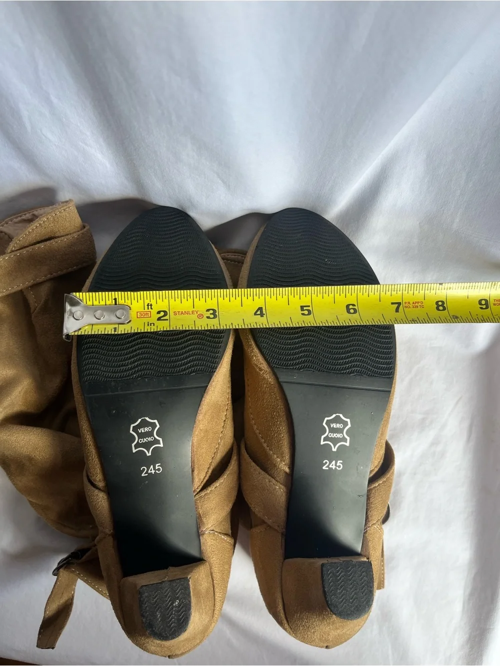 Women's Knee-High faux Suede Buckle Boots in Tan